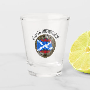 Clan Stewart Tartan Knot & Flag Shot Glass