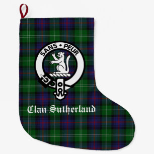 Clan Sutherland Crest & Tartan Customisable Large Christmas Stocking