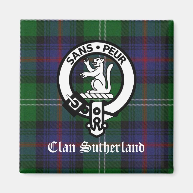 Clan Sutherland Crest & Tartan Magnet (Front)