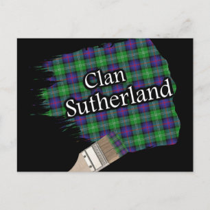 Clan Sutherland Scottish Tartan Paint Brush Postcard