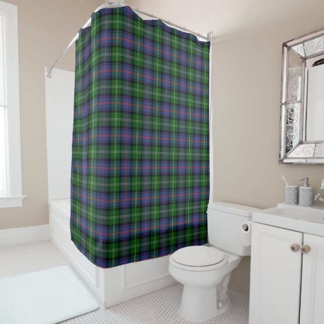 Clan Sutherland Tartan - medium pattern Shower Curtain (In Situ)