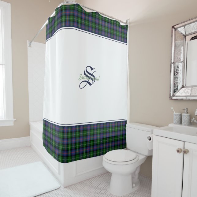 Clan Sutherland Tartan Shower Curtain (In Situ)
