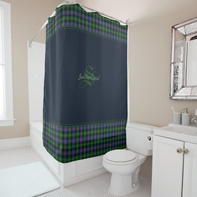 Clan Sutherland Tartan Shower Curtain (In Situ)