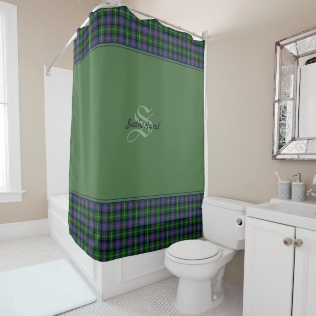 Clan Sutherland Tartan Shower Curtain (In Situ)