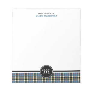 Clan Thompson Blue Dress Tartan Monogram Notepad