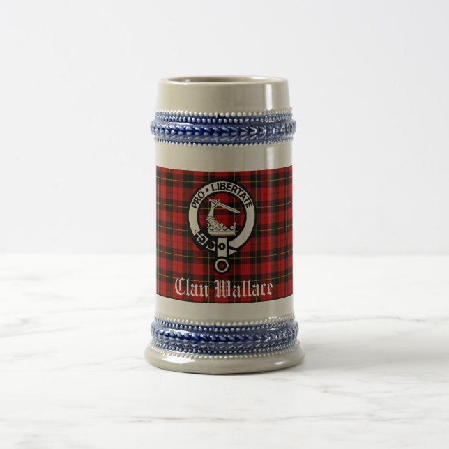 Clan Wallace Crest Badge and Tartan  Beer Stein (Center)