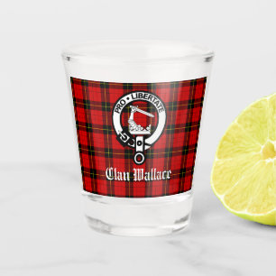 Clan Wallace Crest Badge and Tartan Shot Glass