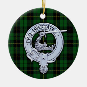 Clan Wallace Crest & Hunting Tartan Ceramic Tree Decoration