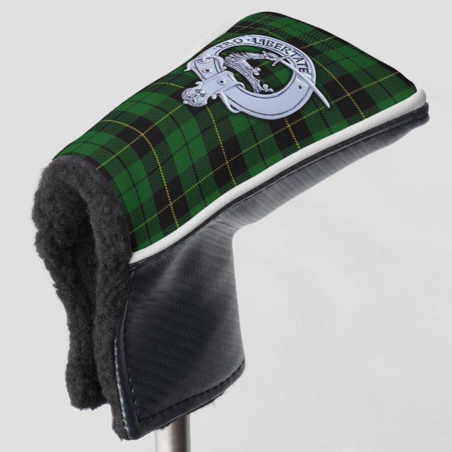 Clan Wallace Crest & Hunting Tartan Golf Head Cover (3/4 Front)