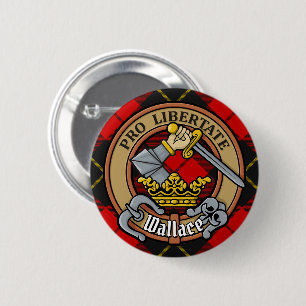 Clan Wallace Crest over Tartan 6 Cm Round Badge