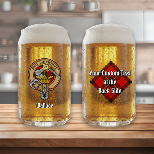 Clan Wallace Crest over Tartan Can Glass