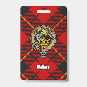 Clan Wallace Crest over Tartan ID Badge