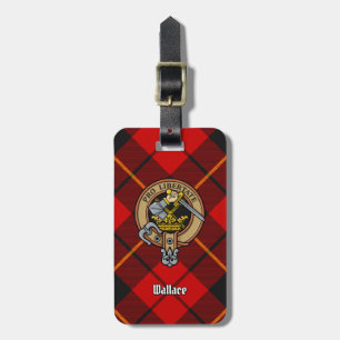 Clan Wallace Crest over Tartan Luggage Tag