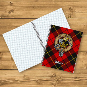 Clan Wallace Crest over Tartan Notebook