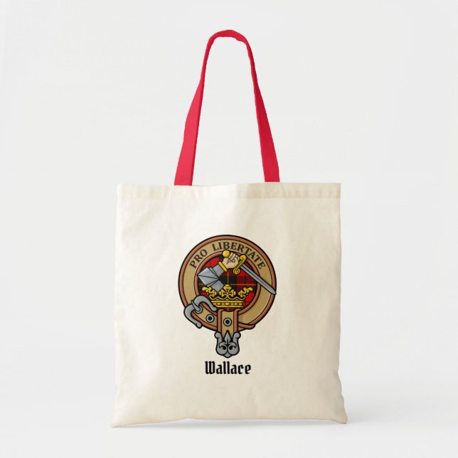 Clan Wallace Crest over Tartan Tote Bag (Front)