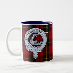 Clan Wallace Crest & Tartan Two-Tone Coffee Mug