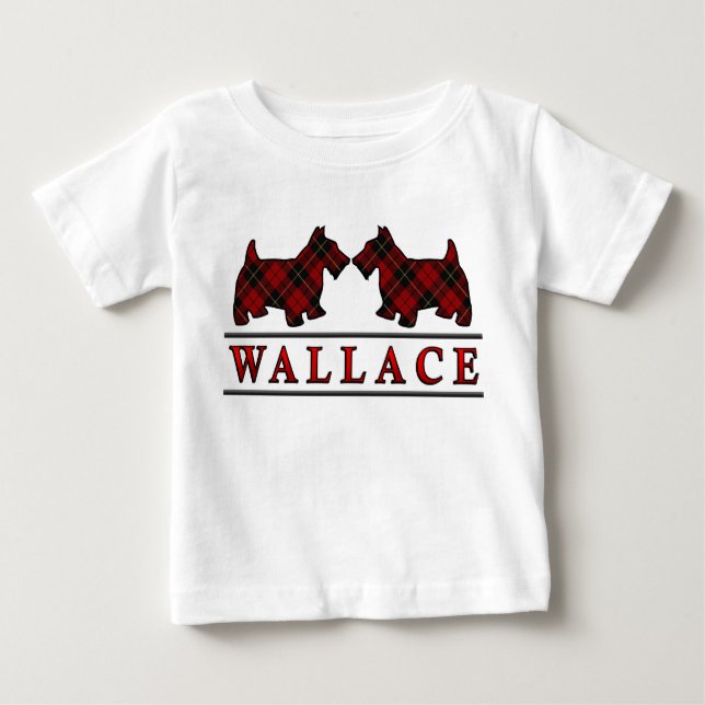 Clan Wallace Scottie Dogs Scottish Clan Tartan Baby T-Shirt (Front)