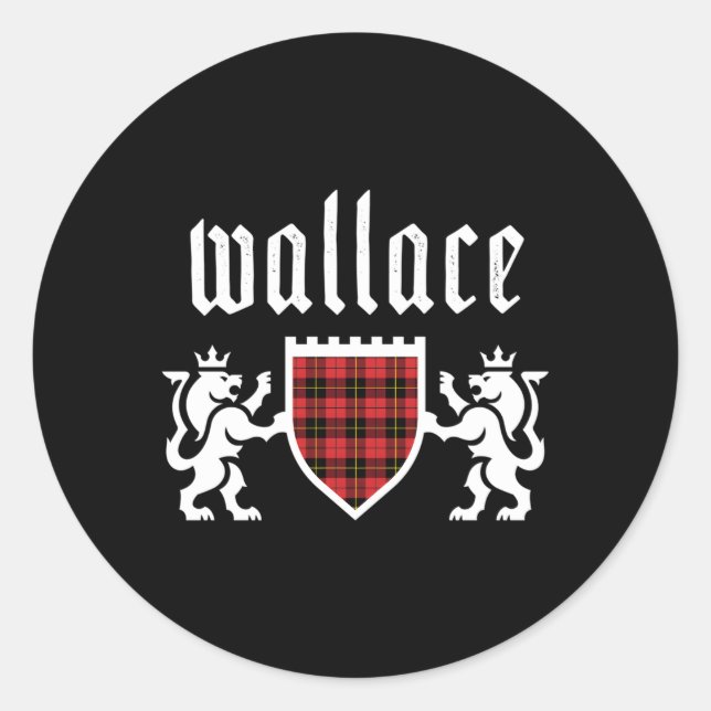 Clan Wallace Tan Scottish Plaid Wallace Family Classic Round Sticker (Front)