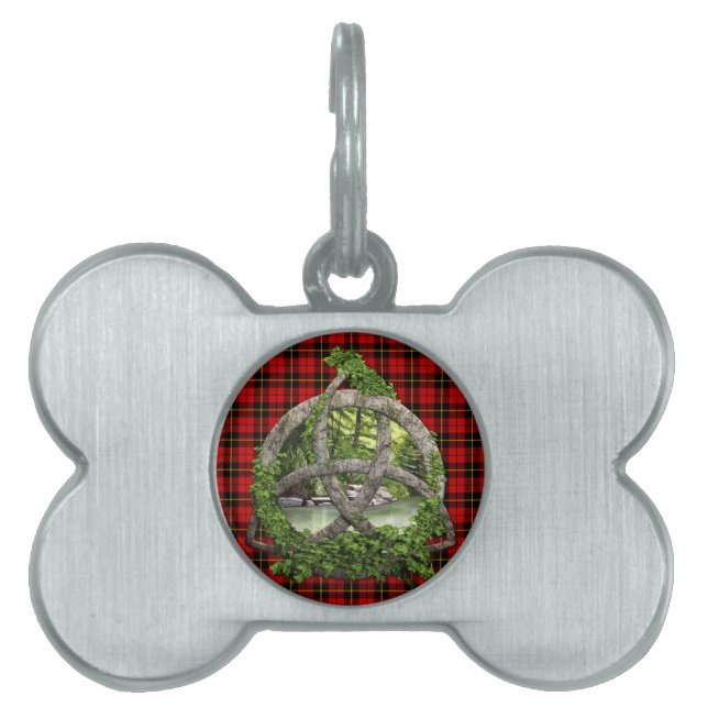 Clan Wallace Tartan Celtic Trinity Pet Tag (Front)