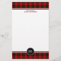 Clan Wallace Tartan Classic Red Plaid Monogram