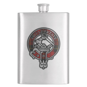 Clan Wallace Tartan Crest  Hip Flask