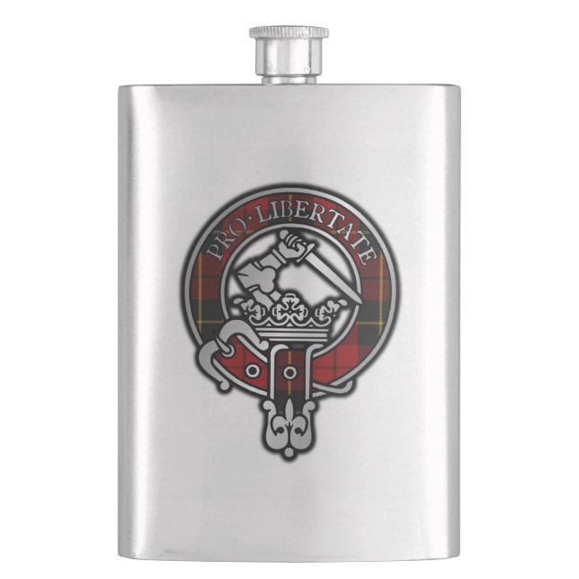 Clan Wallace Tartan Crest  Hip Flask (Front)