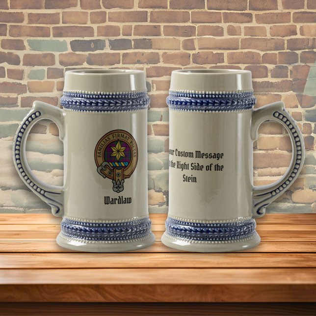 Clan Wardlaw Crest over Tartan Beer Stein (Creator Uploaded)