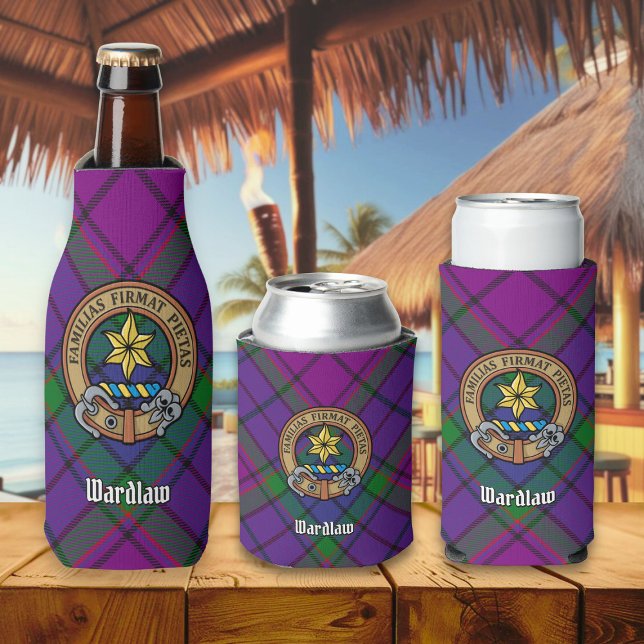 Clan Wardlaw Crest over Tartan Bottle Cooler (Creator Uploaded)