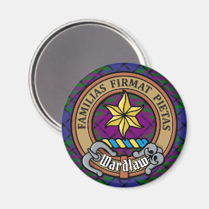 Clan Wardlaw Crest over Tartan Magnet
