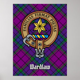 Clan Wardlaw Crest over Tartan Poster