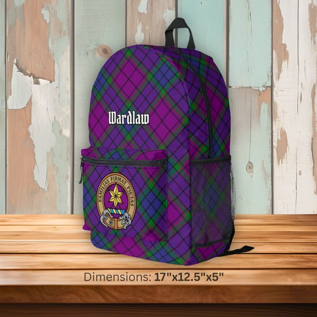 Clan Wardlaw Crest over Tartan Printed Backpack (Creator Uploaded)