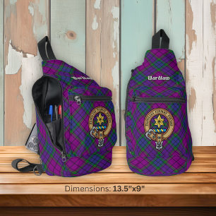 Clan Wardlaw Crest over Tartan Sling Bag