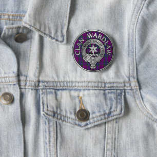 Clan Wardlaw Crest & Tartan 6 Cm Round Badge