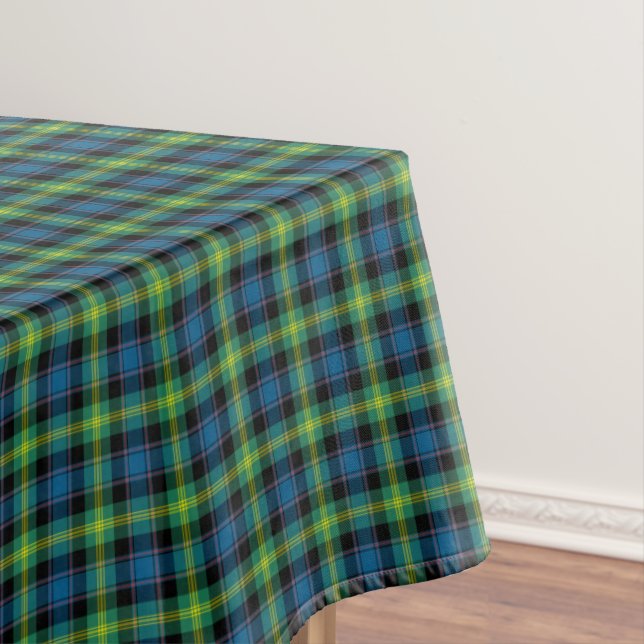 Clan Watson Bright Blue and Green Scottish Tartan Tablecloth (In Situ)
