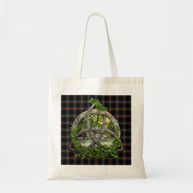 Clan Watt Tartan Celtic Trinity Tote Bag (Front)