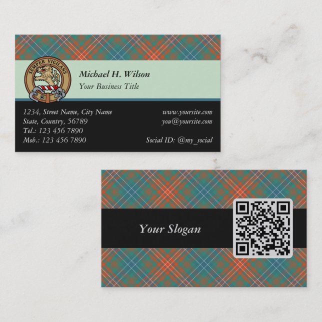 Clan Wilson Ancient Tartan Business Card (Front/Back)