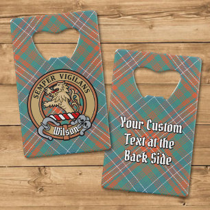 Clan Wilson Crest over Ancient Tartan