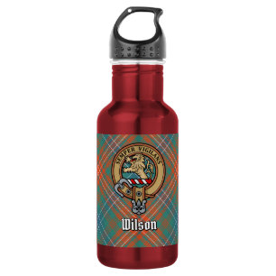 Clan Wilson Crest over Ancient Tartan 532 Ml Water Bottle