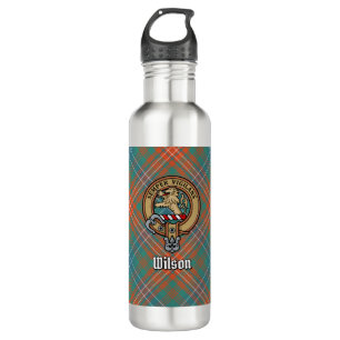 Clan Wilson Crest over Ancient Tartan 710 Ml Water Bottle