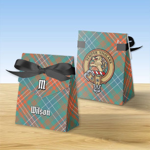 Clan Wilson Crest over Ancient Tartan Favour Box