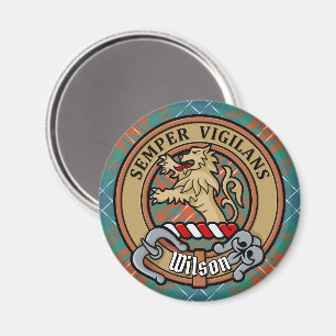 Clan Wilson Crest over Ancient Tartan Magnet