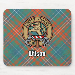 Clan Wilson Crest over Ancient Tartan Mouse Pad