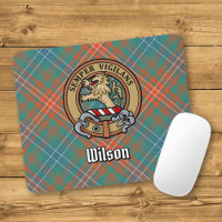 Clan Wilson Crest over Ancient Tartan
