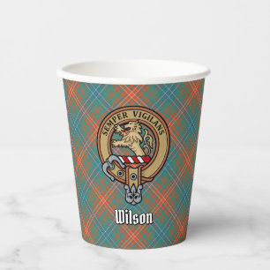 Clan Wilson Crest over Ancient Tartan Paper Cups