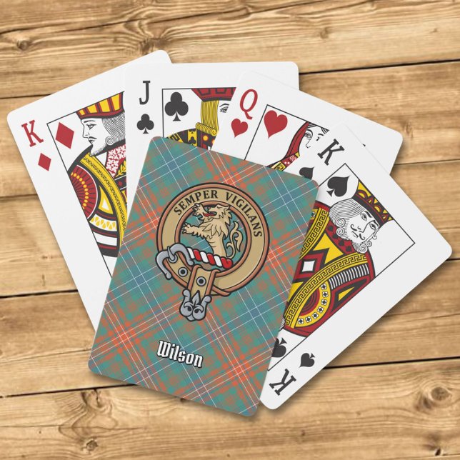 Clan Wilson Crest over Ancient Tartan Playing Cards (Creator Uploaded)