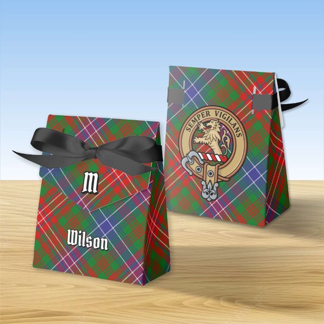 Clan Wilson Crest over Modern Tartan Favour Box (Creator Uploaded)