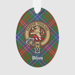 Clan Wilson Crest over Modern Tartan Ornament