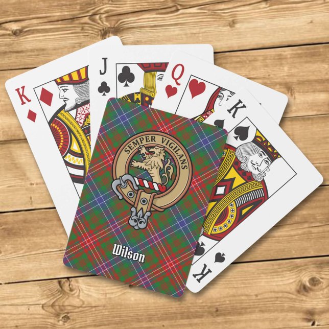 Clan Wilson Crest over Modern Tartan Playing Cards (Creator Uploaded)