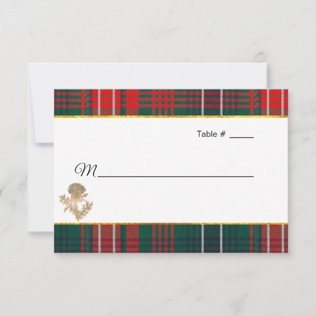 Clan Wilson Tartan Thistle Wedding Escort RSVP Card (Front)