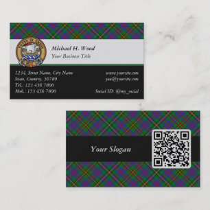 Clan Wood Crest over Tartan Business Card